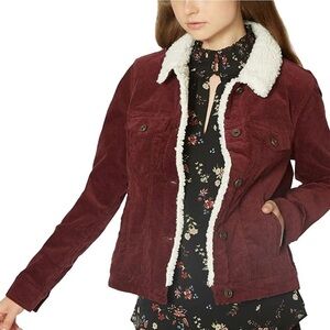 Sanctuary Burgundy Teddy Jacket with White Sherpa Collar